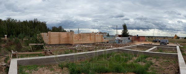 Панорама строительной площадки дом из клееного бруса Ногинск