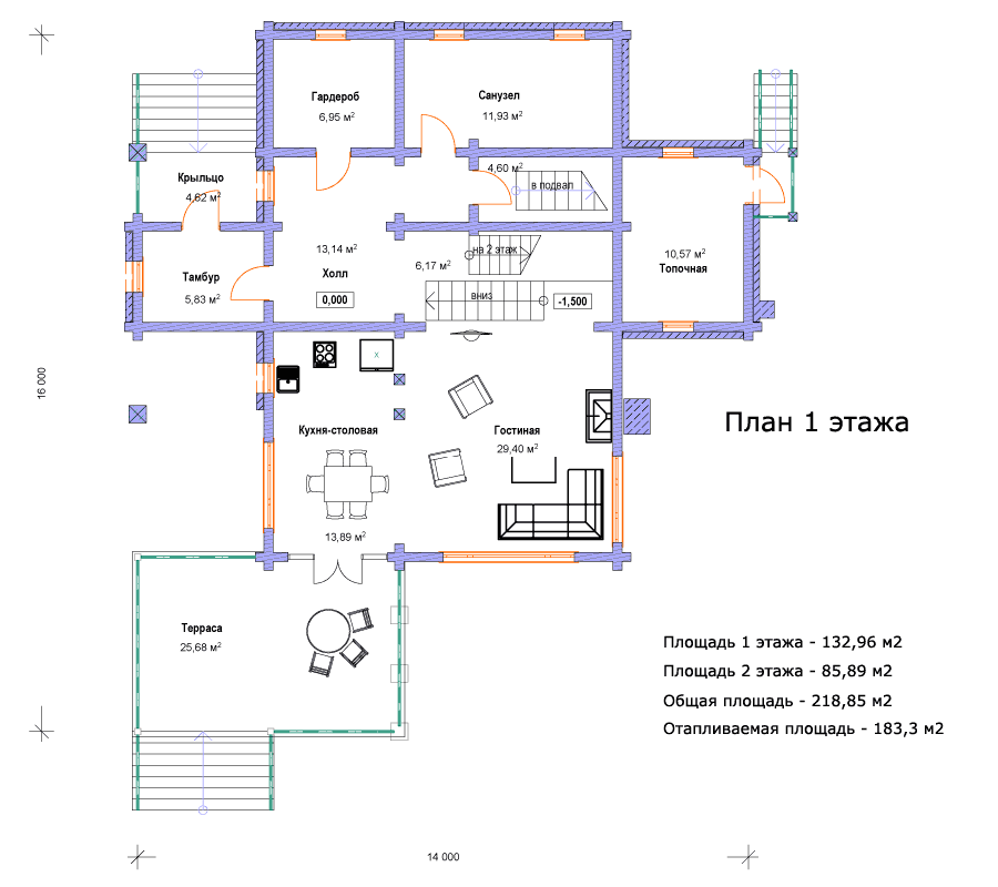 Планировка 1-го этажа